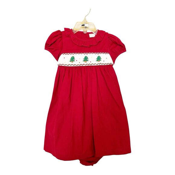 Edeghill Collection Toddler Girl Smocked Christmas Tree Dress Fine Cord NWT 18M - Picture 1 of 7